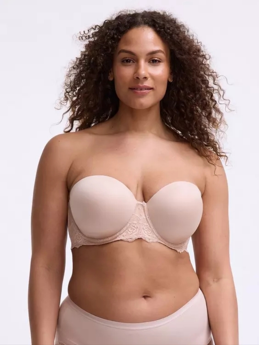 Torrid Curve Underwire Padded Beige Strapless Bra Size 40DD